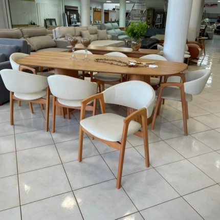 Mesa 2,40m Organica Dunas (6011) com 8 Cadeiras Pietra em Corino com Braço (5910) - Imagem 3