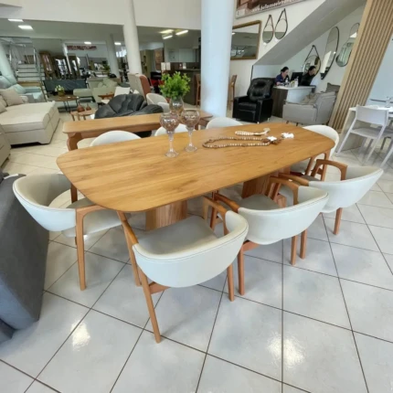 Mesa 2,40m Organica Dunas (6011) com 8 Cadeiras Pietra em Corino com Braço (5910) - Imagem 5