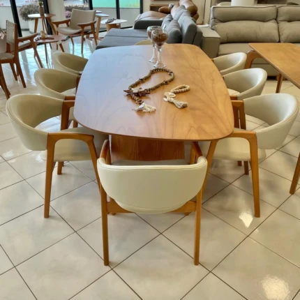 Mesa 2,40m Organica Dunas (6011) com 8 Cadeiras Pietra em Corino com Braço (5910) - Imagem 6