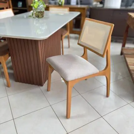 Mesa Canes Ripada 1,70m (1977) com 6 Cadeiras Romana em Linho(3788) - Imagem 3