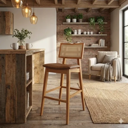 Banqueta em Madeira Madri com Tela (5858)