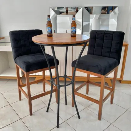 Kit Mesa Bistro e 2 Banquetas Roma Veludo Preto (4376-4177)