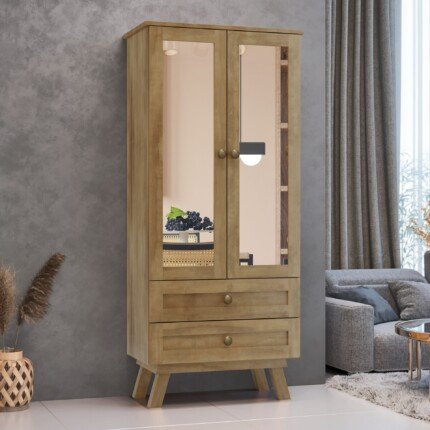 Cristaleira em Madeira com Vidro Reflecta de 2 Portas 80cm (4231) - Imagem 3