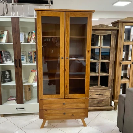 Cristaleira em Madeira com Vidro Reflecta de 2 Portas 80cm (4231)
