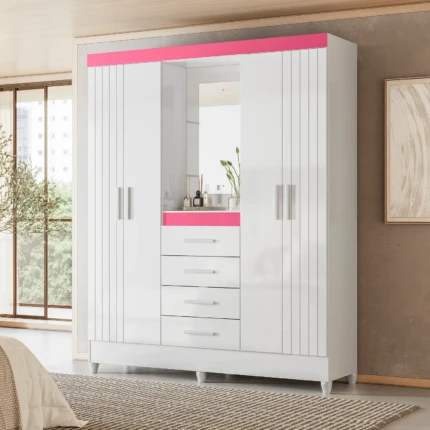Roupeiro 1,65m Atenas Capelinha Rosa (3126-rosa) - Imagem 1
