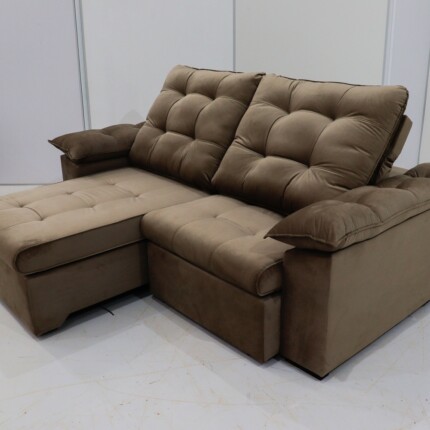 Sofa 2,50m Ferrero com Braços Almofadado Veludo Marrom (3668) - Imagem 5