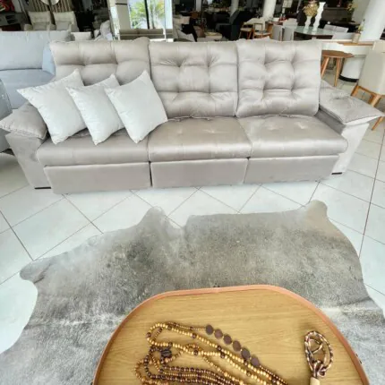 Sofa 2,90m Ferrero com Braços Almofadado Veludo Bege (1018) - Imagem 6