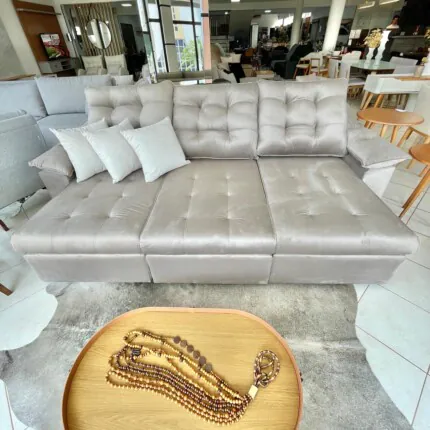 Sofa 2,90m Ferrero com Braços Almofadado Veludo Bege (1018) - Imagem 5