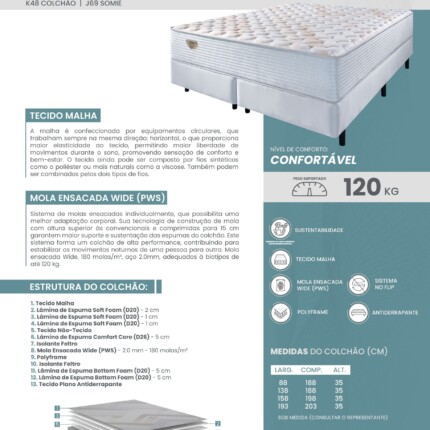 Cj. Box Casal 1,38m Privilege - Macio - Ecoflex (4008) - Imagem 4