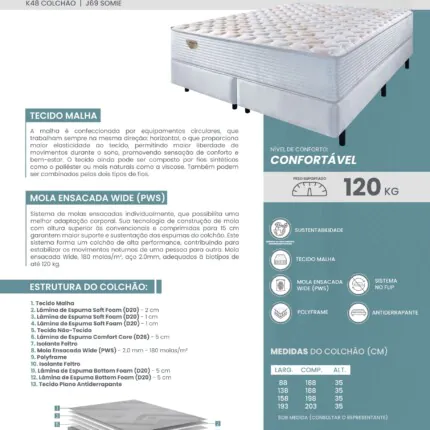 Cj. Box Casal 1,38m Privilege - Macio - Ecoflex (4008) - Imagem 4