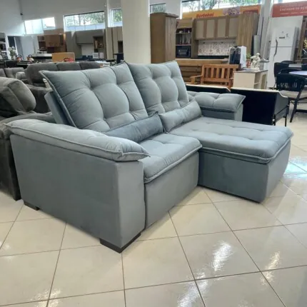 Sofa 2,20m Milão Top 12 - Veludo Soft Cinza (3739)
