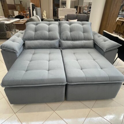 Sofa 2,20m Milão Top 12 - Veludo Soft Cinza (3739) - Image 8