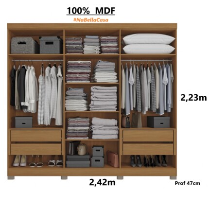 Roupeiro 2,42m 100% MDF CB02R580 com tela (2524) - Imagem 4