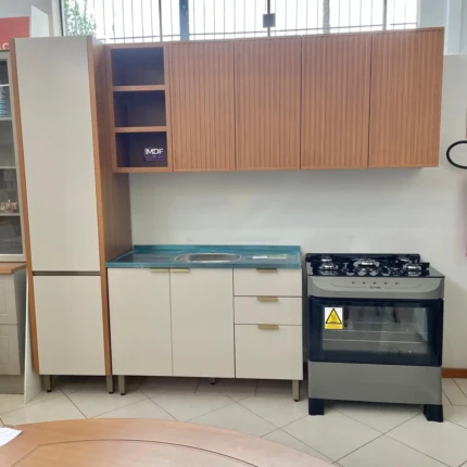 Cozinha 2,50m 100% MDF com Ripado Michelangelo (2724)
