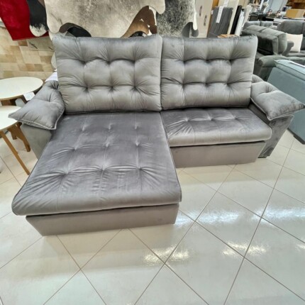 Sofa 2,50m Ferrero com Braços Almofadado Veludo Cinza (4532) - Imagem 3