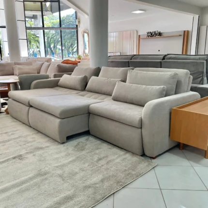 Sofa 3m Zurich - Vira Cama- Tecido Bege (2893) - Imagem 3
