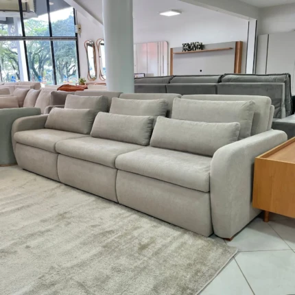 Sofa 3m Zurich - Vira Cama- Tecido Bege (2893) - Imagem 1