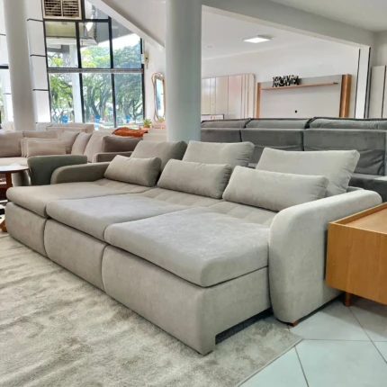 Sofa 3m Zurich - Vira Cama- Tecido Bege (2893) - Imagem 4