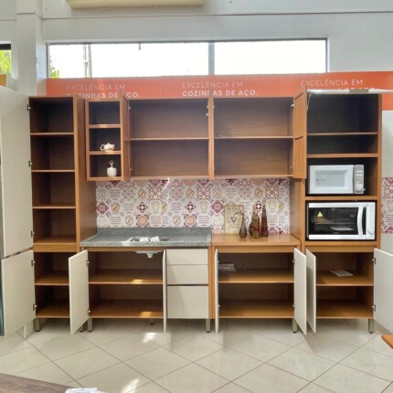 Cozinha 3,20m Modulada 100% MDF Michelangelo com Ripado (4964-1) - Imagem 2