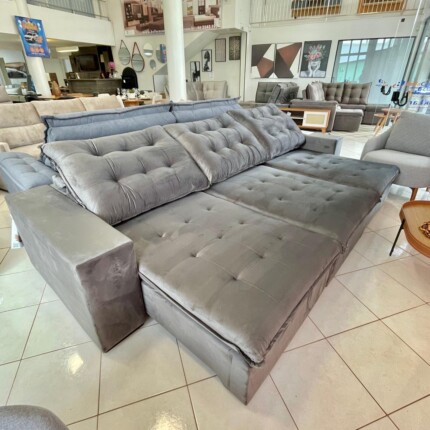 Sofa 3,10m Caribe em Veludo Cinza (3148) - Image 5