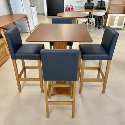 Kit Mesa Bistrô com 2 Banquetas em Madeira Eva Impermeável (1427-4539)