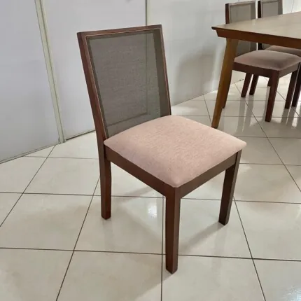 Mesa com Vidro Preto 1,60m (3104) com 6 Cadeiras Havana em Madeira (3561) - Image 3