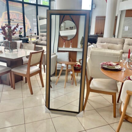 Espelho com Moldura 1,63m x 63cm Marrom e Preto (20) - Imagem 1