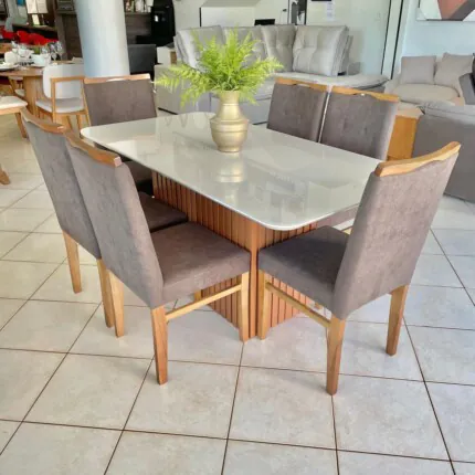 Mesa Canes Ripada 1,70m (1977) com 6 Cadeira Stefany em Madeira (5862) - Imagem 4