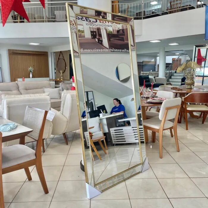 2,00m - Design - Espelho CHANFRADO com Bolinhas Douradas x 1,00m (CD 4536) (1)