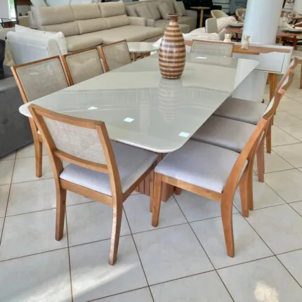 Mesa Canes Ripada 2m (4337) com 8 Cadeira Relax linho com Tela (2060) - Imagem 5