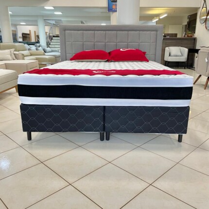 Cj. Box Queen 1,58m D-45 Black & White - Firme - Castor (4896) - Imagem 5