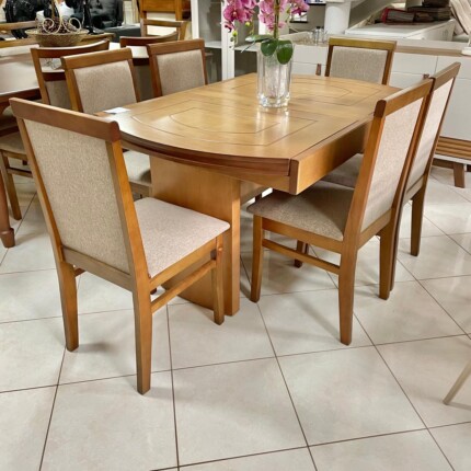 Mesa Extensivel Lorena (5067) com 6 Cadeiras Karol Linho (2585) - Imagem 5
