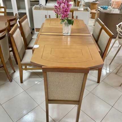 Mesa Extensivel Lorena (5067) com 6 Cadeiras Karol Linho (2585) - Imagem 3