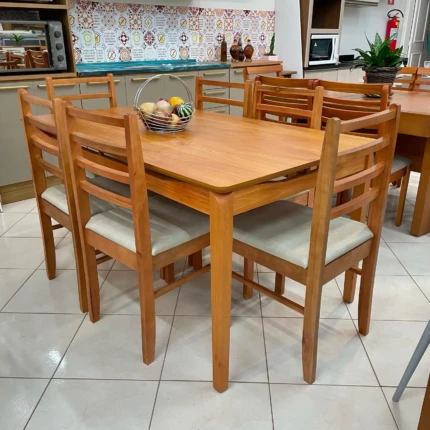 Mesa 1,55m Barcelona (3327) com 06 Cadeiras Beatriz em Madeira (3667) - Imagem 3