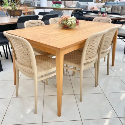 Mesa 1,60m California (218) com 6 Cadeiras Roma Nude (6494) - Imagem 1
