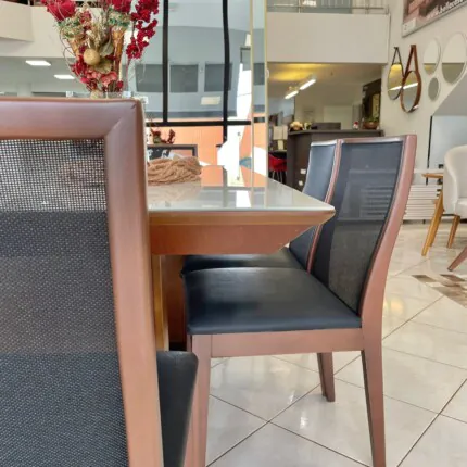 Mesa Veneza 1,80m com Vidro Off (5852) com 06 Cadeiras Arizona (6298) - Imagem 2