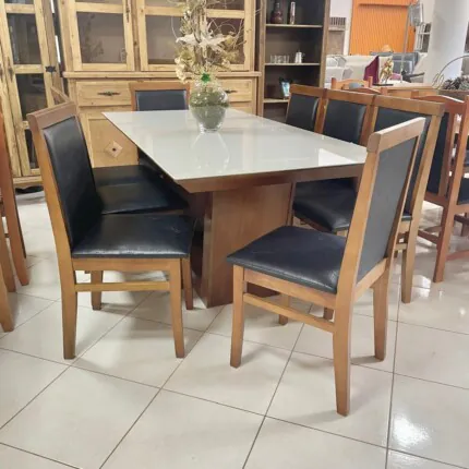Mesa 1,80m Veneza Vidro (5852) com 8 Cadeiras Karol (2690) - Imagem 3