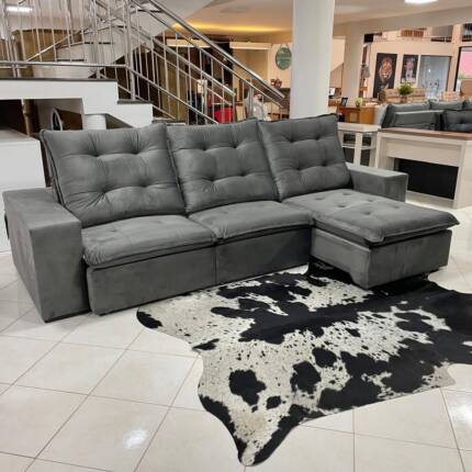 Sofa 3,10m Caribe em Veludo Cinza (3148) - Image 6
