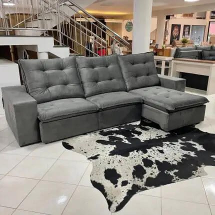 Sofa 3,10m Caribe em Veludo Cinza (3148) - Imagem 6