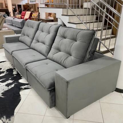 Sofa 3,10m Caribe em Veludo Cinza (3148) - Image 7