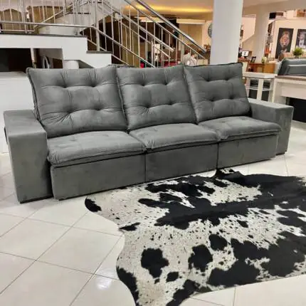 Sofa 3,10m Caribe em Veludo Cinza (3148) - Imagem 2