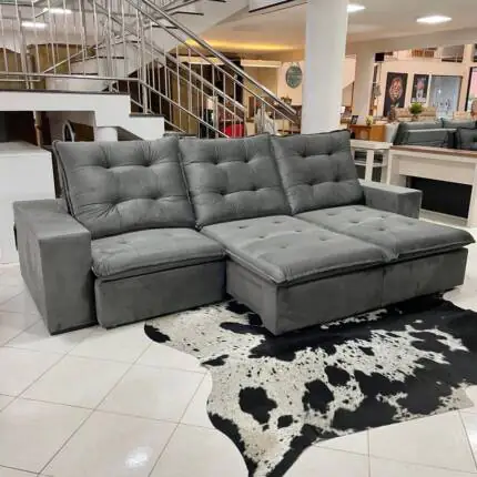Sofa 3,10m Caribe em Veludo Cinza (3148) - Imagem 3