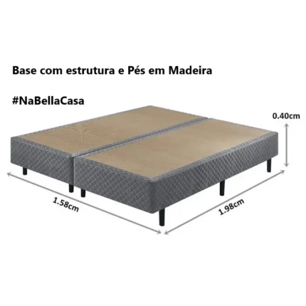 Base de Box tamanho QUEEN em tecido Cinza (6426) - Imagem 1