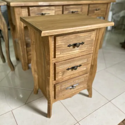 Mesa de Cabeceira Rustico 3 Gavetas em Madeira Mini Comoda (1404) - Image 1