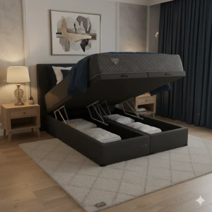 Cj. Box KING 1,93m COM BAÚ Confort Unique Preto - Macio - (962-5073) - Imagem 1