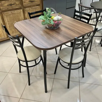 Mesa Quadrada 90cm (3916) com 4 Cadeiras assento bege (2238) - Imagem 5