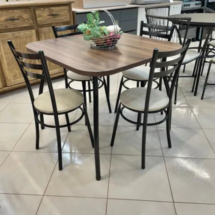 Mesa Quadrada 90cm (3916) com 4 Cadeiras assento bege (2238) - Imagem 7