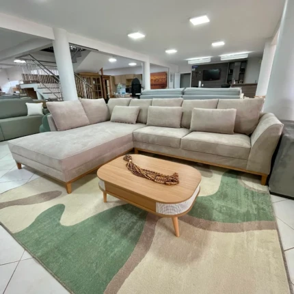 Sofa 3,13m Strauss com Chaisse Enele em Tecido Impermeavel (2167)