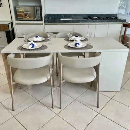 Bancada 1,80m com 2 portas com 04 Cadeiras Chamonix Nude (5077-766) - Imagem 1
