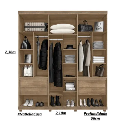 Roupeiro 2,10m 6 Portas Verona (2830) - Imagem 4